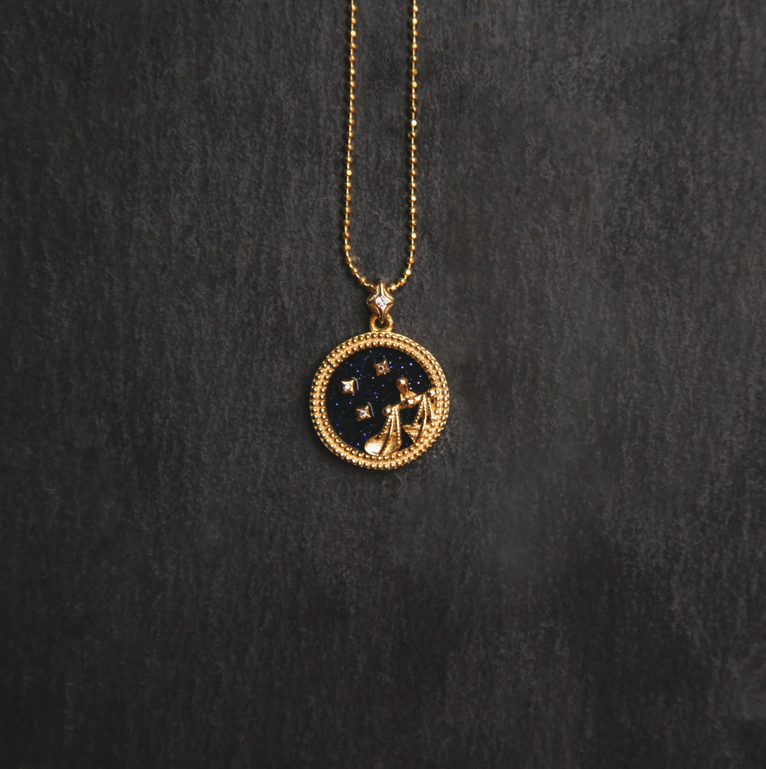 Asta Zodiac Star Sign Necklace - Blue Sandstone | 18K Gold Plated