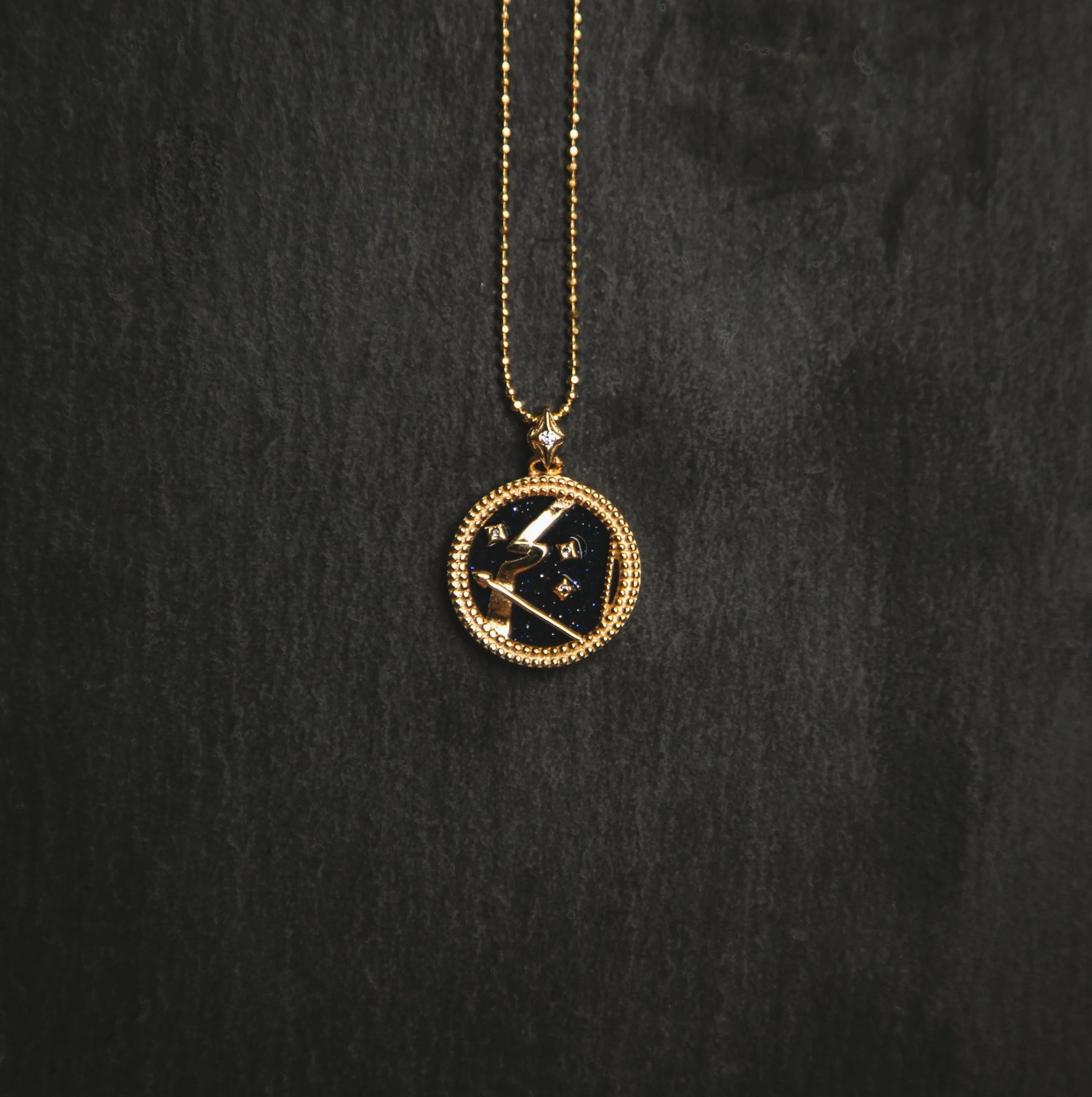 Asta Zodiac Star Sign Necklace - Blue Sandstone | 18K Gold Plated