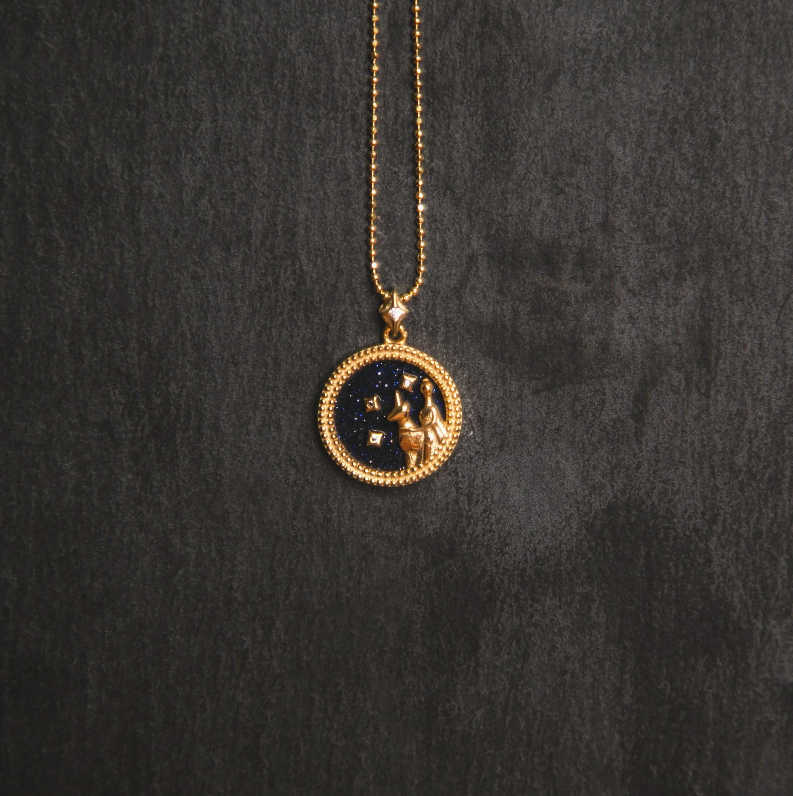 Asta Zodiac Star Sign Necklace - Blue Sandstone | 18K Gold Plated