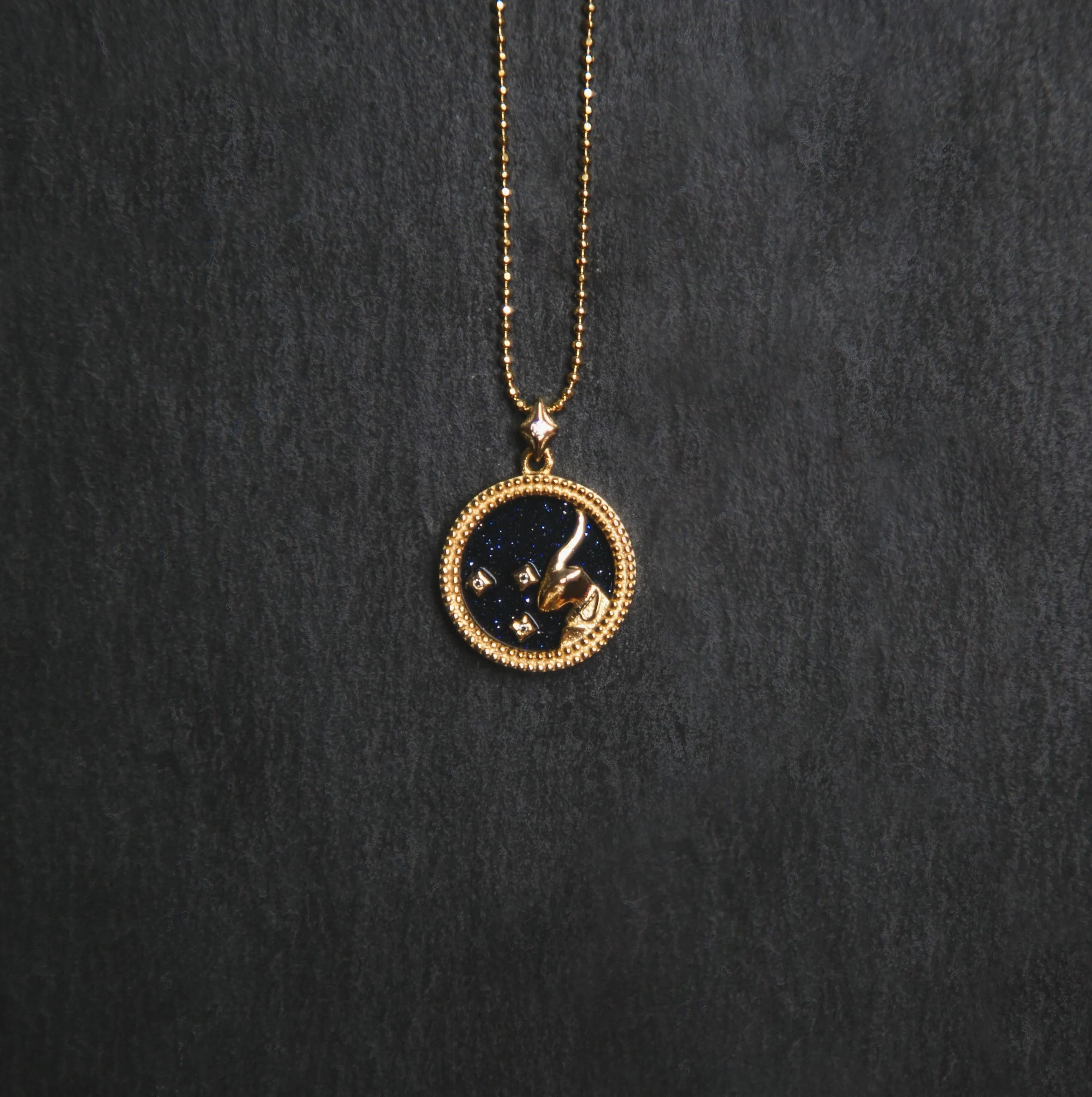 Asta Zodiac Star Sign Necklace - Blue Sandstone | 18K Gold Plated