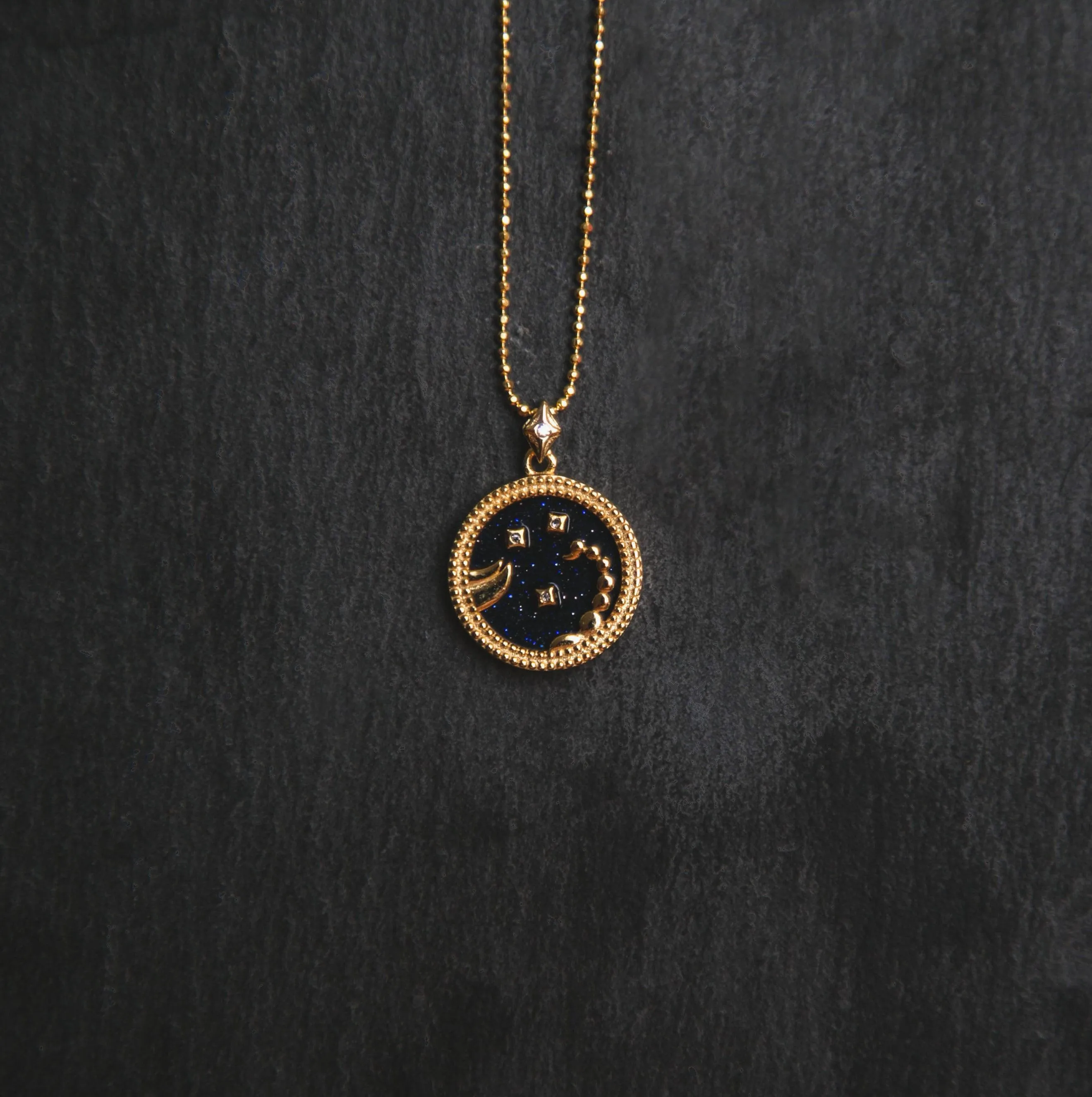 Asta Zodiac Star Sign Necklace - Blue Sandstone | 18K Gold Plated