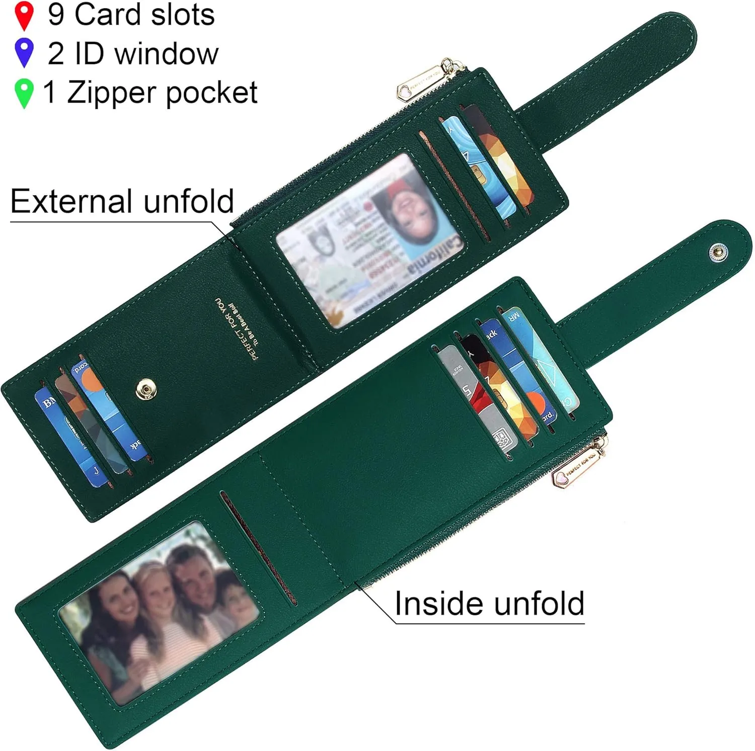 Badiya Card Holder Wallet for Women RFlD Slim Wallets Bifold Multi Card Case Coin Purse
