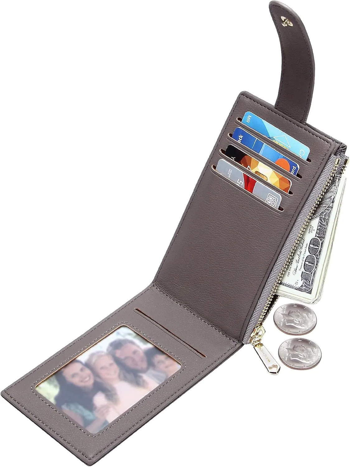 Badiya Card Holder Wallet for Women RFlD Slim Wallets Bifold Multi Card Case Coin Purse
