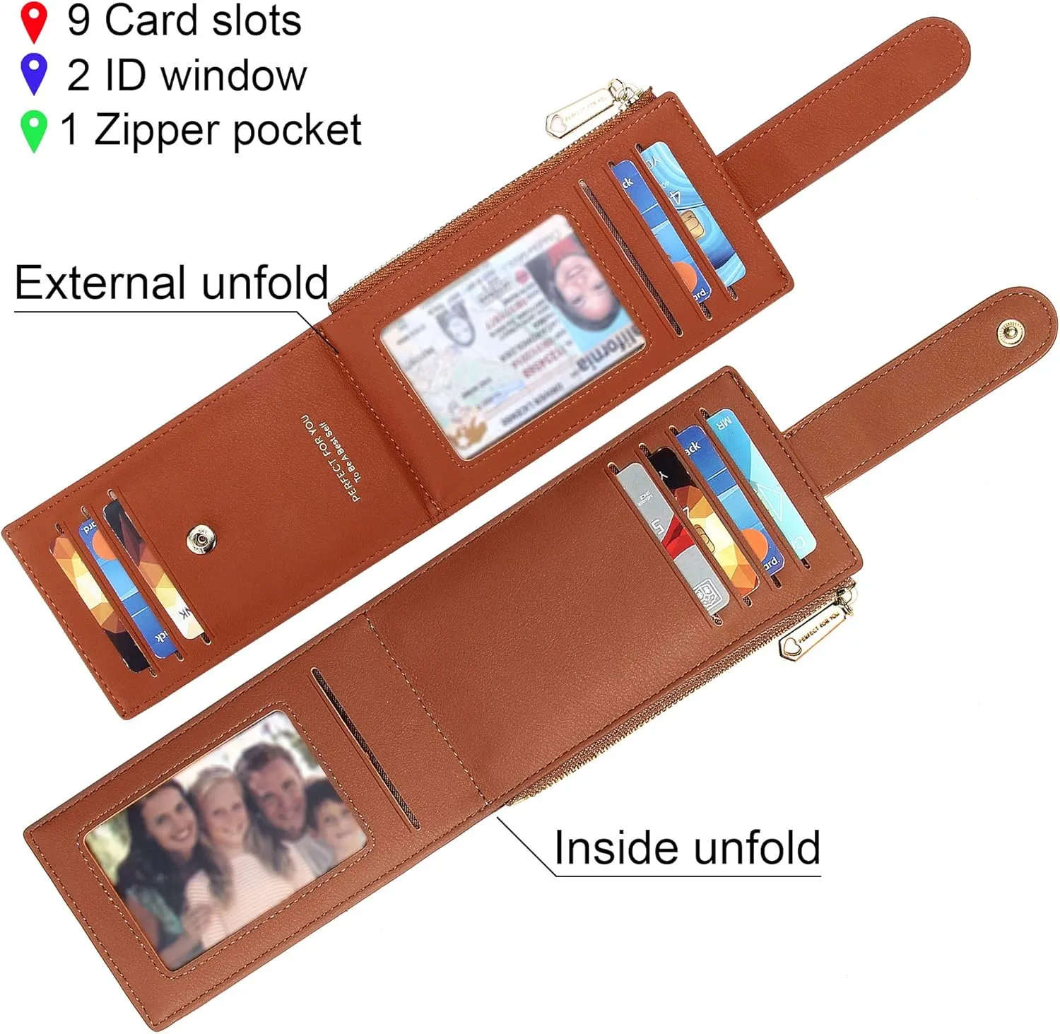 Badiya Card Holder Wallet for Women RFlD Slim Wallets Bifold Multi Card Case Coin Purse