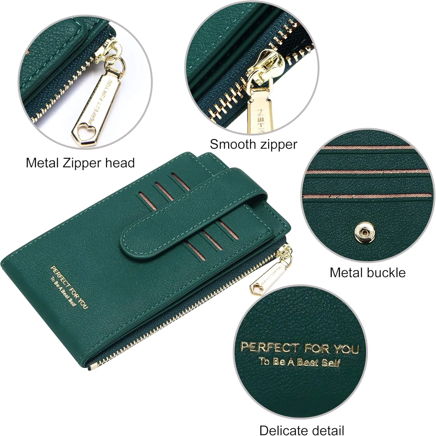 Badiya Card Holder Wallet for Women RFlD Slim Wallets Bifold Multi Card Case Coin Purse