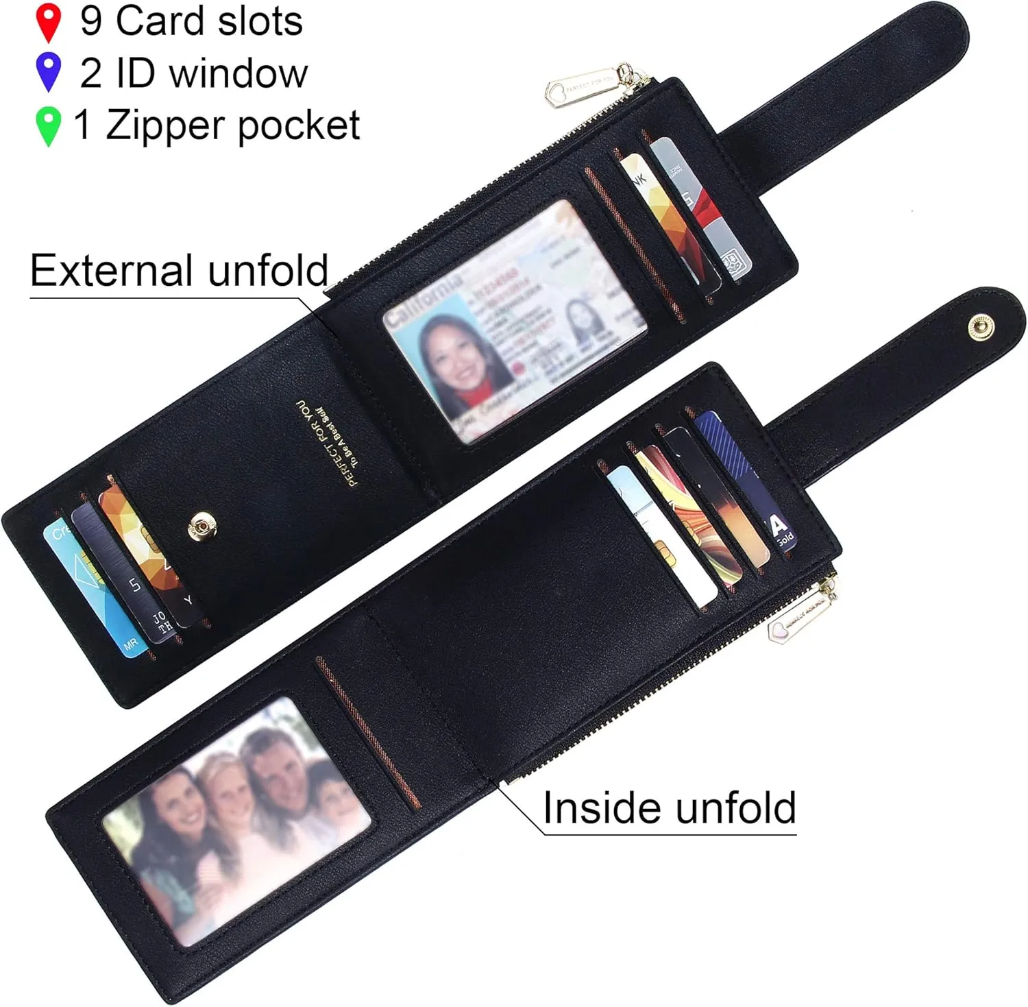 Badiya Card Holder Wallet for Women RFlD Slim Wallets Bifold Multi Card Case Coin Purse