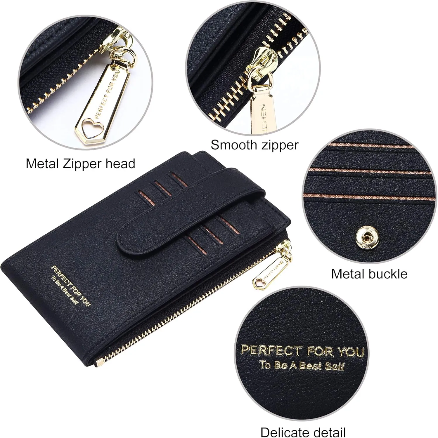 Badiya Card Holder Wallet for Women RFlD Slim Wallets Bifold Multi Card Case Coin Purse