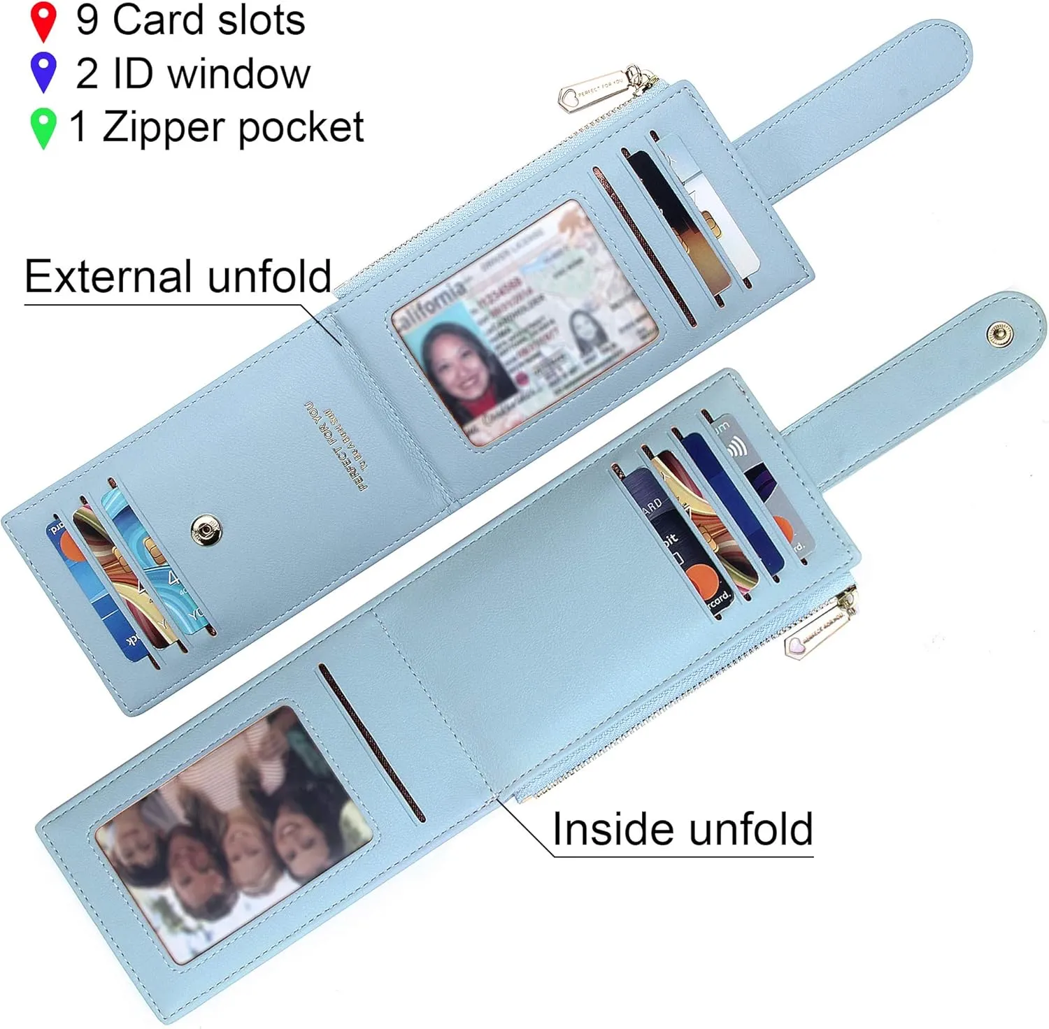 Badiya Card Holder Wallet for Women RFlD Slim Wallets Bifold Multi Card Case Coin Purse