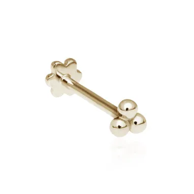 Ball Trinity Earring by Maria Tash in 14K Gold. Flat Stud.
