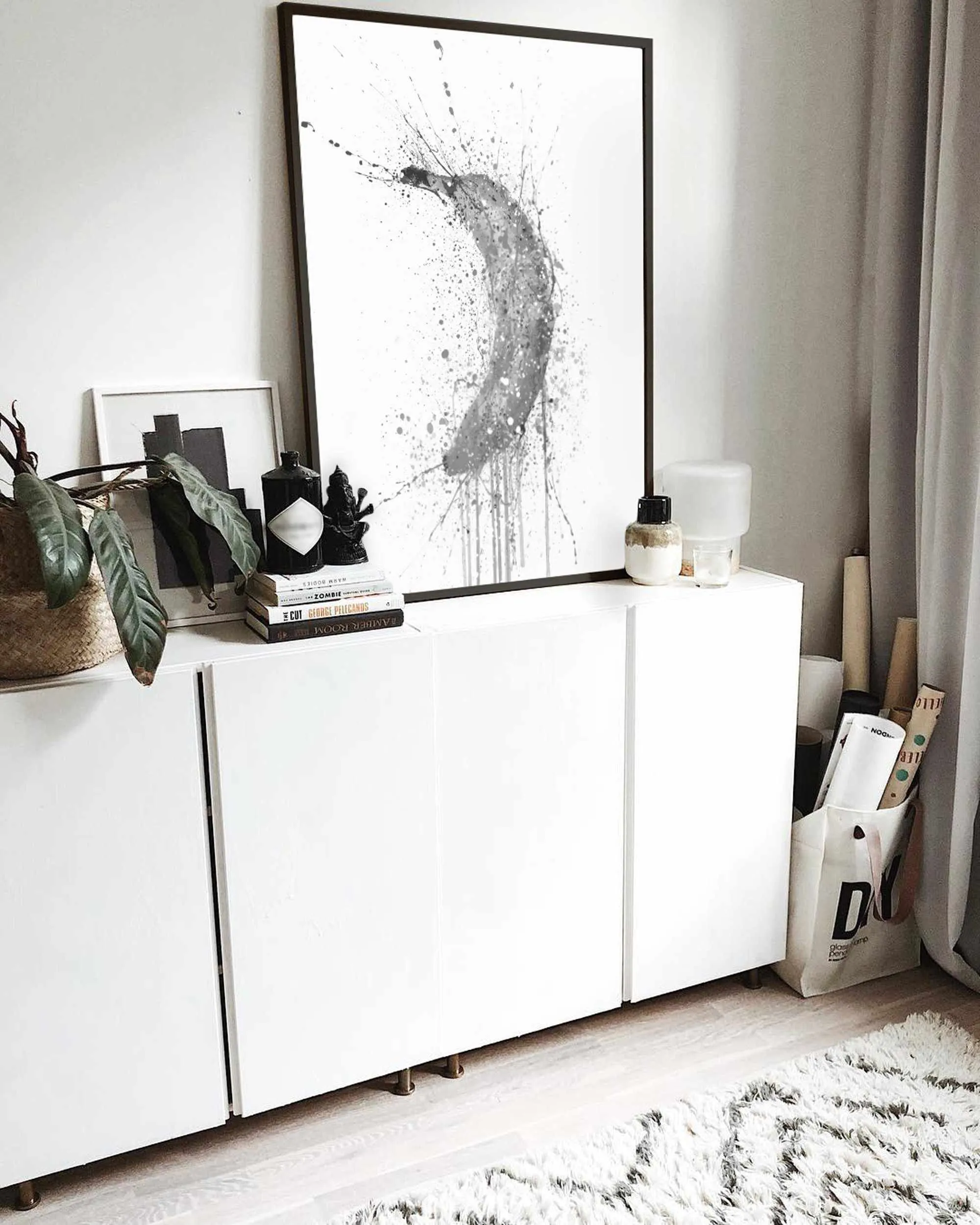 Grey Edition Banana Fruit Wall Art Print: Elegant Home Decor
