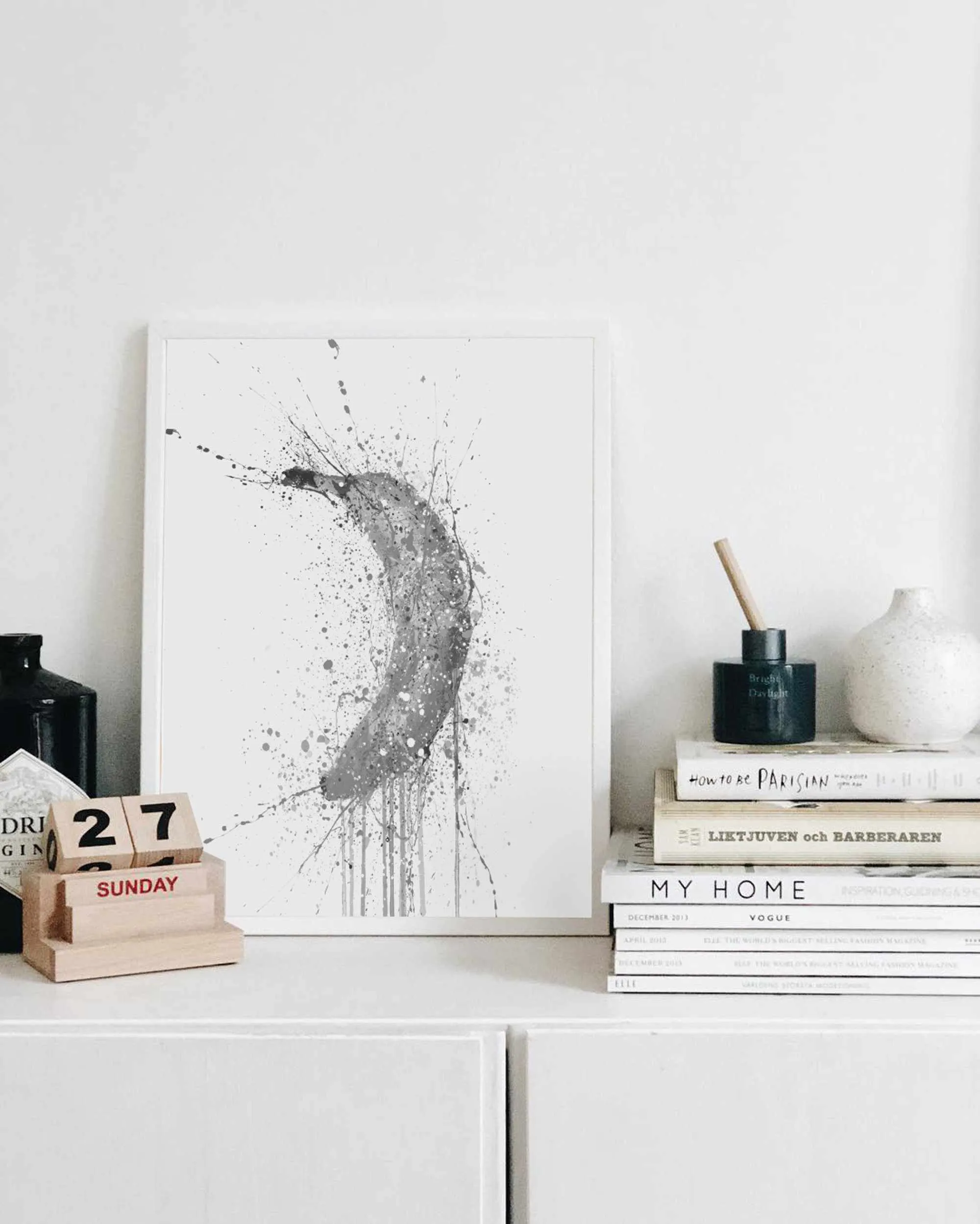 Grey Edition Banana Fruit Wall Art Print: Elegant Home Decor