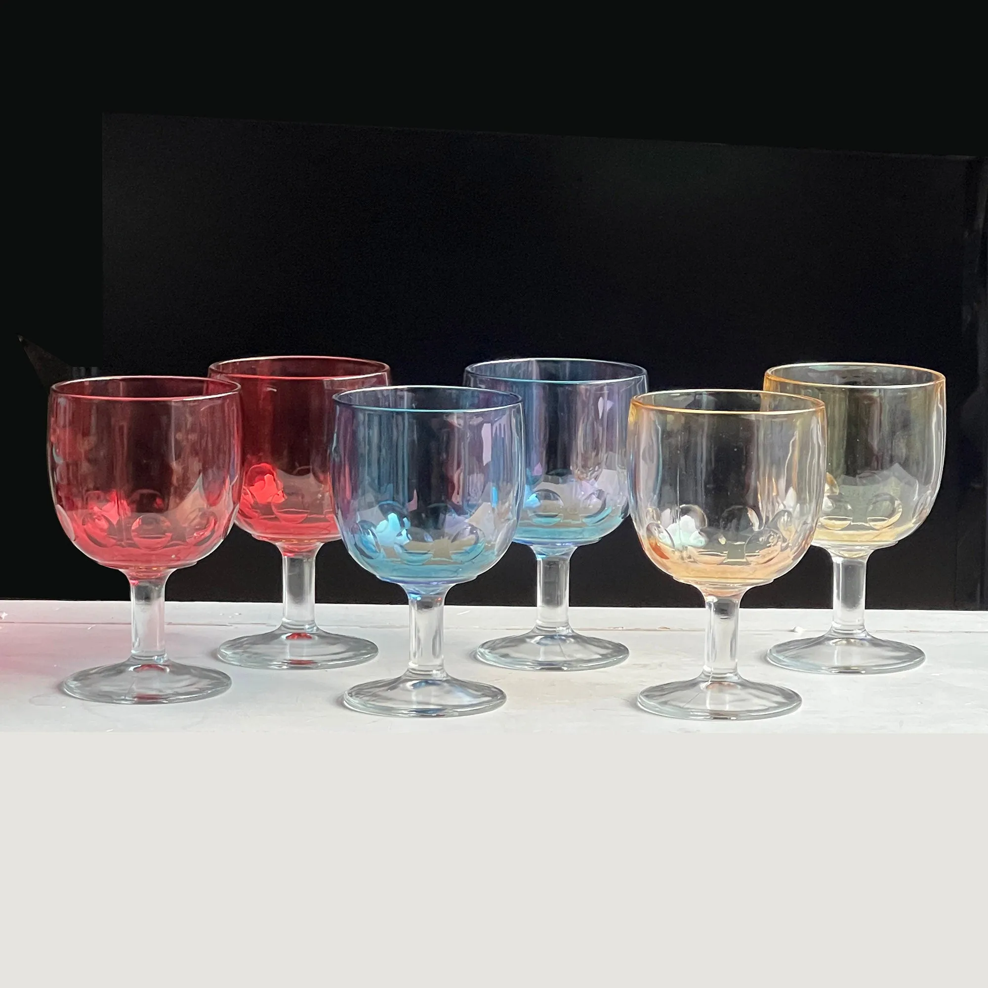 Bartlett Collins Coin Dot Goblets - Set of 6 - Colored Water/Wine Goblets