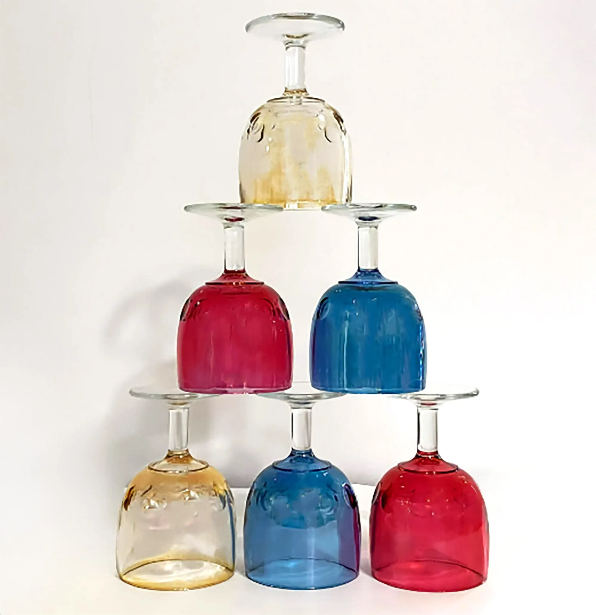 Bartlett Collins Coin Dot Goblets - Set of 6 - Colored Water/Wine Goblets
