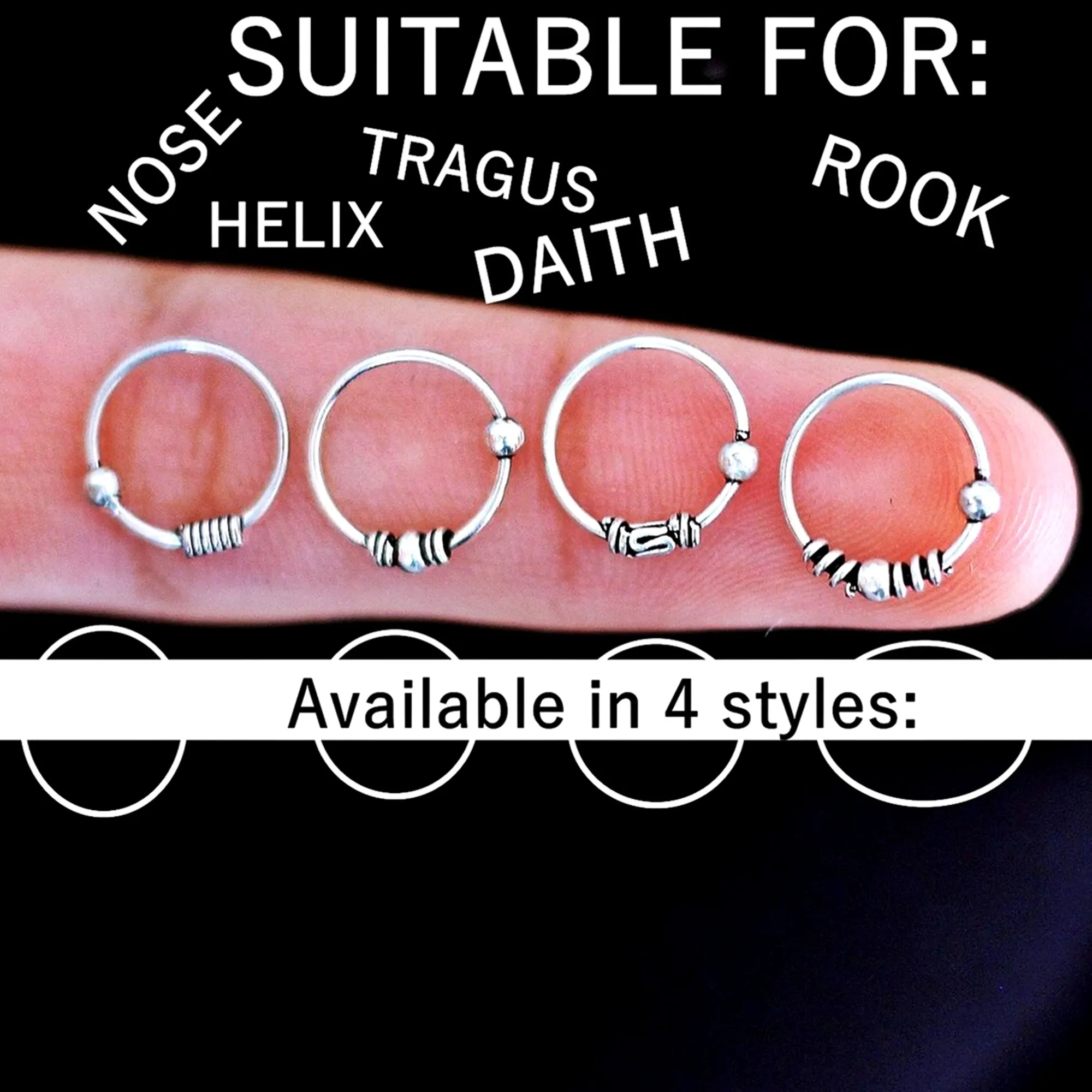 BEADED NOSE HOOP - 4 Styles