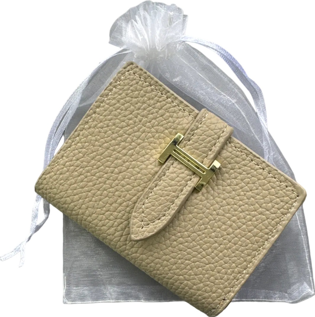 Beige 'H' Faux Leather Multi Credit Card Holder
