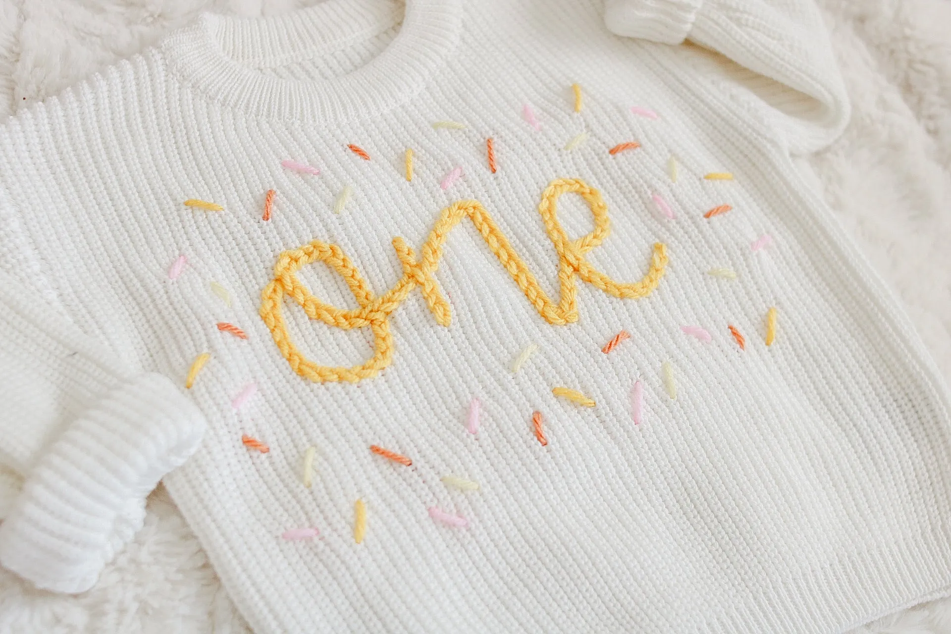 BIRTHDAY Hand-embroidered Chunky Sweater - Yellow