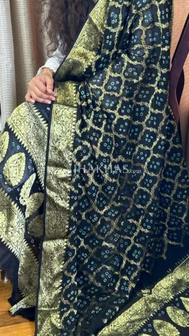 Black Banarasi Gharchola Georgette Dupatta