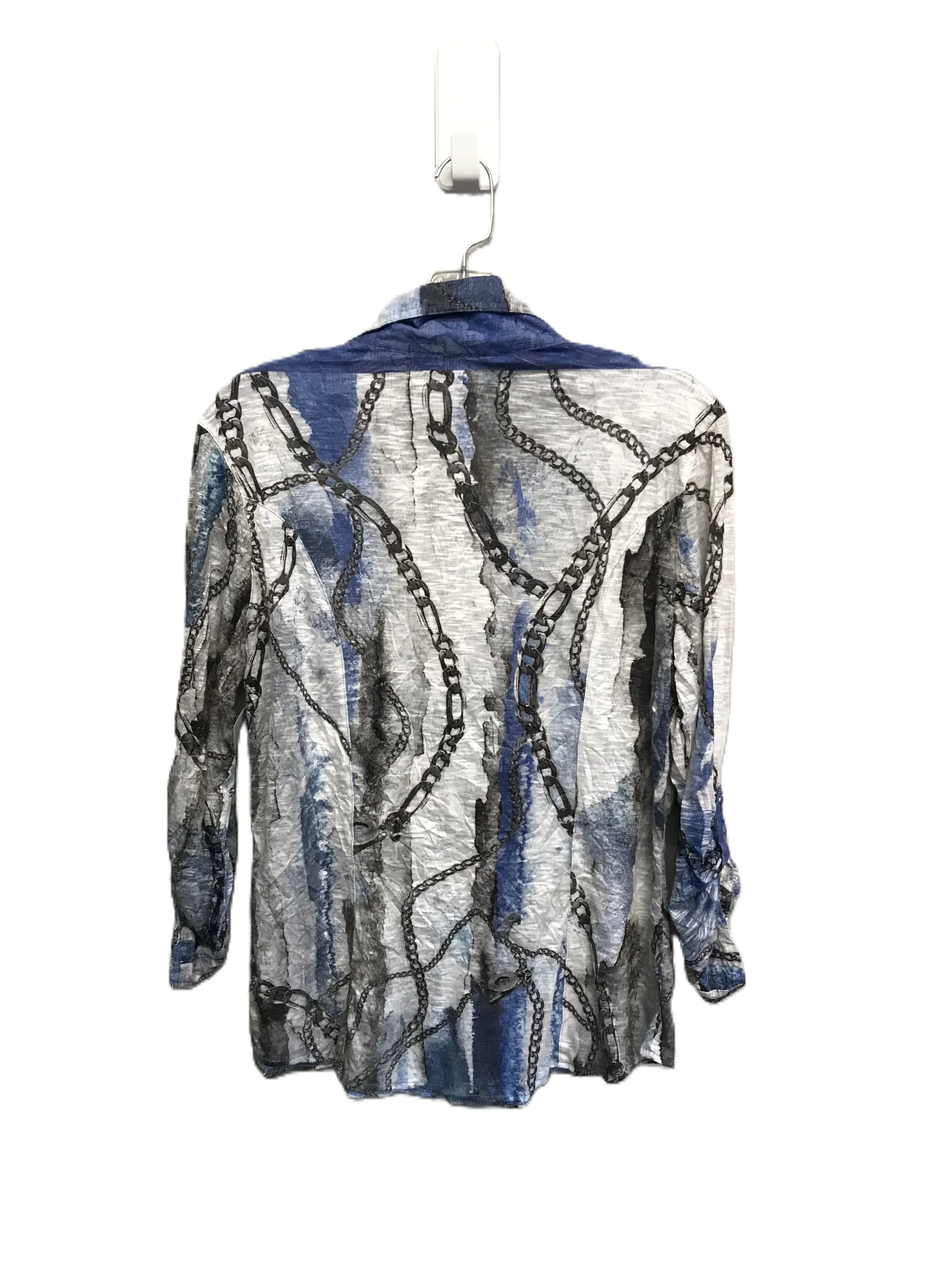 Blue & White Top Long Sleeve By David Cline, Size: M