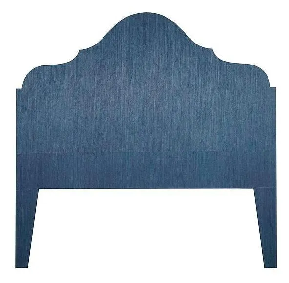 Blue Grasscloth Arched Manor Headboard