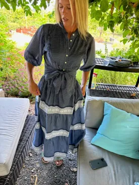 Brocade Border Tiered Dress
