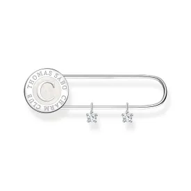 Brooch with white stones in safety pin design
