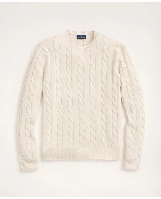 Brooks Brothers Men's Big & Tall Supima Cotton Cable Crewneck Sweater Beige