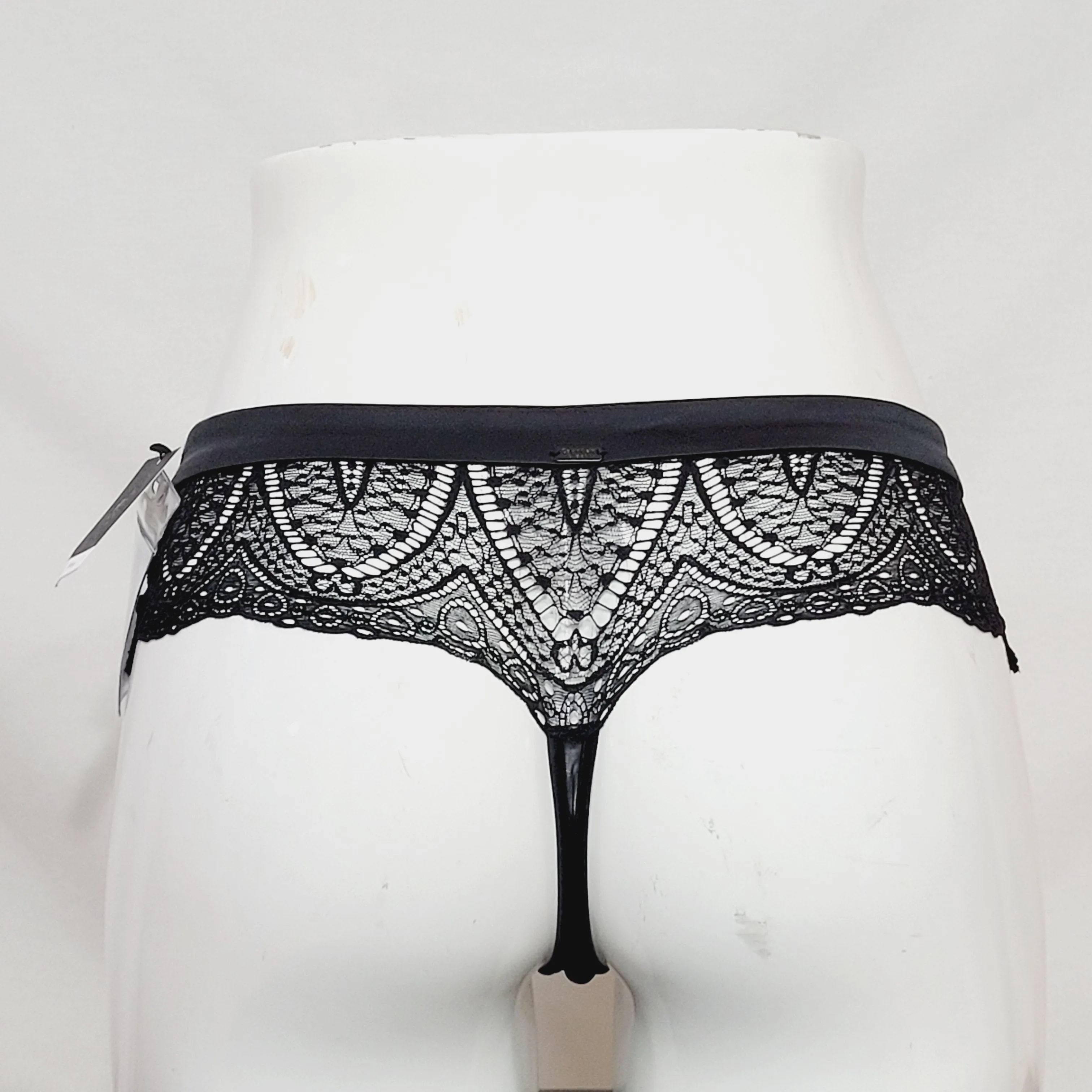 Calvin Klein QF4219 Audacious Sheer Lace Thong Set SMALL Black NWT
