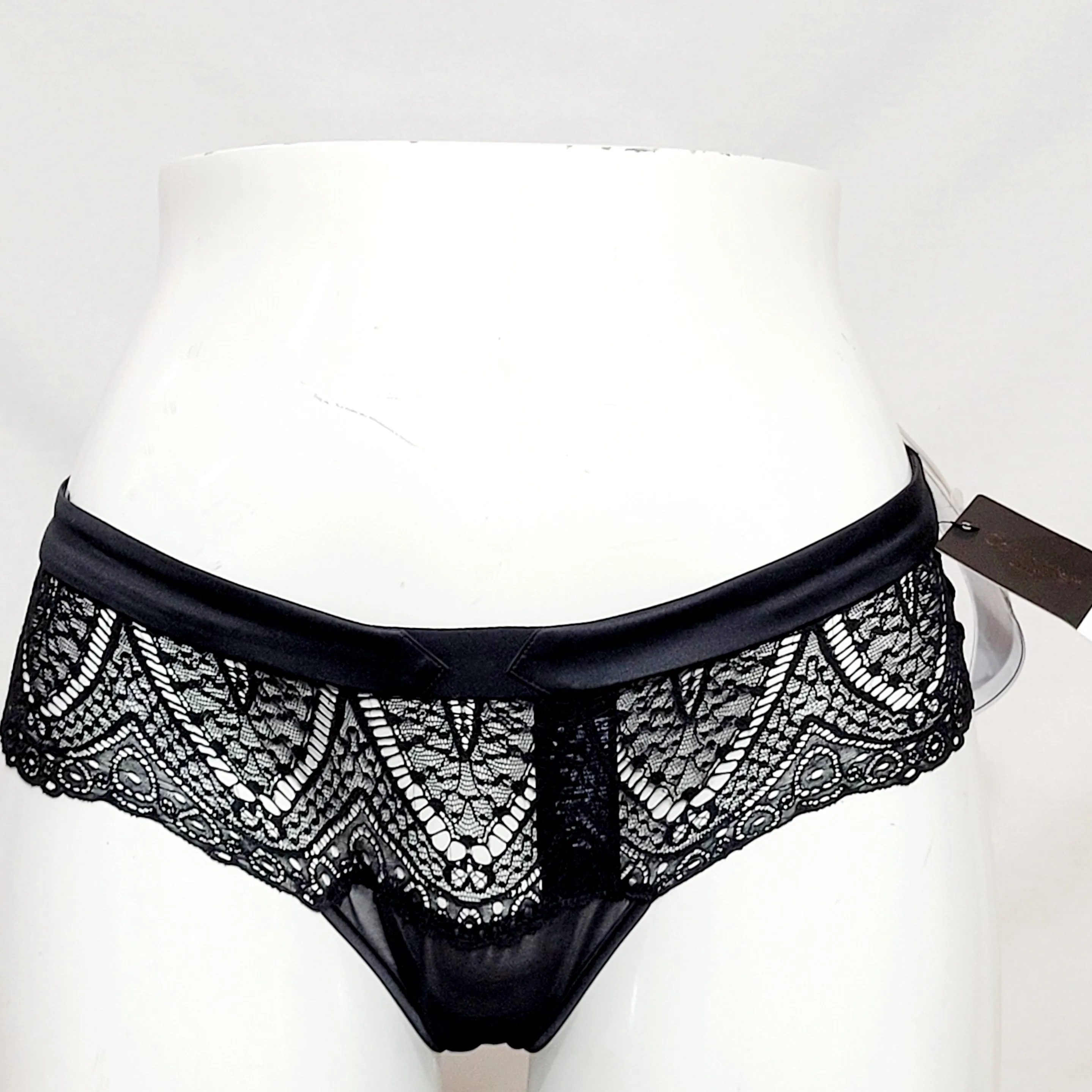 Calvin Klein QF4219 Audacious Sheer Lace Thong Set SMALL Black NWT