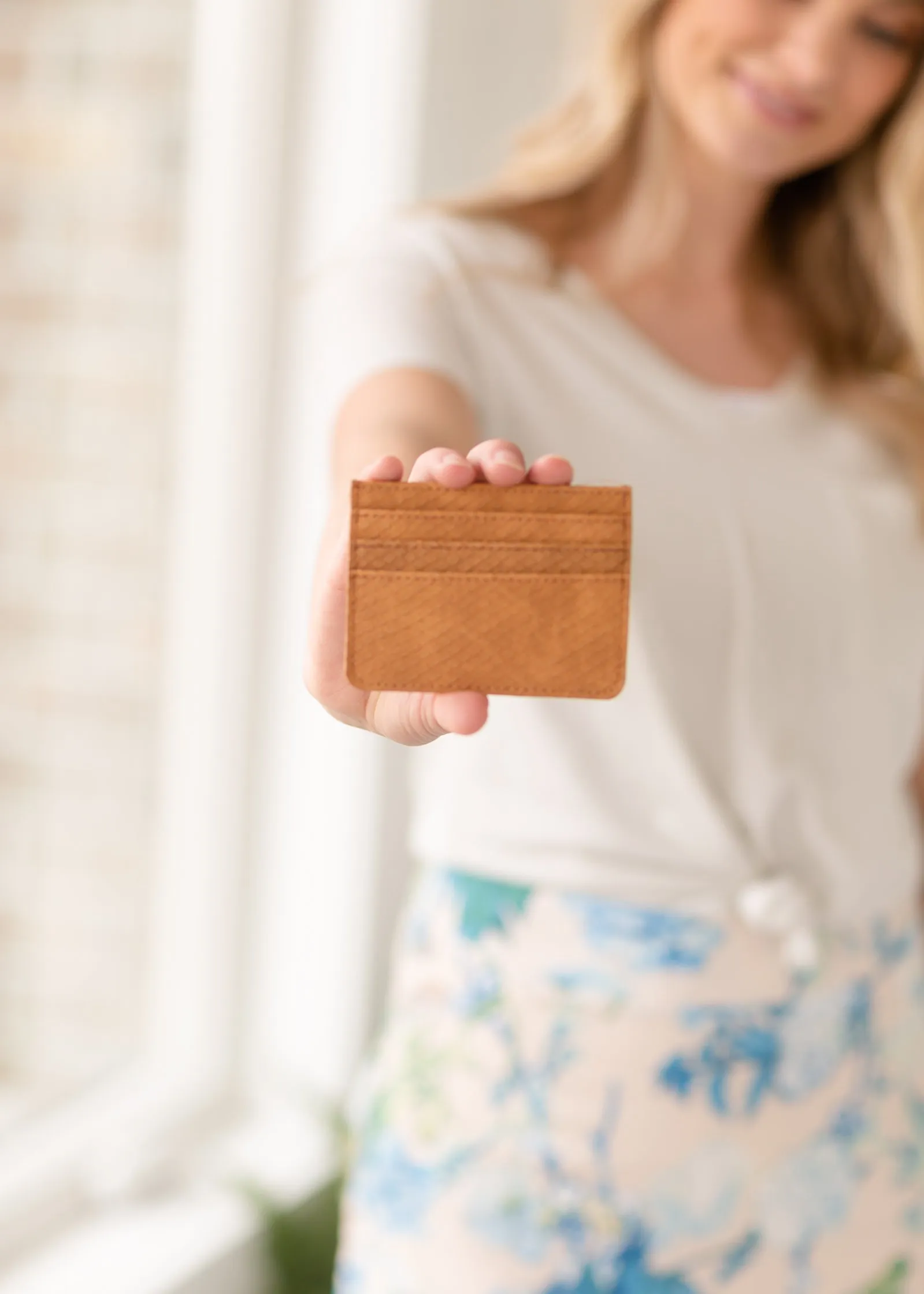 Camel Faux Leather Card Holder - FINAL SALE
