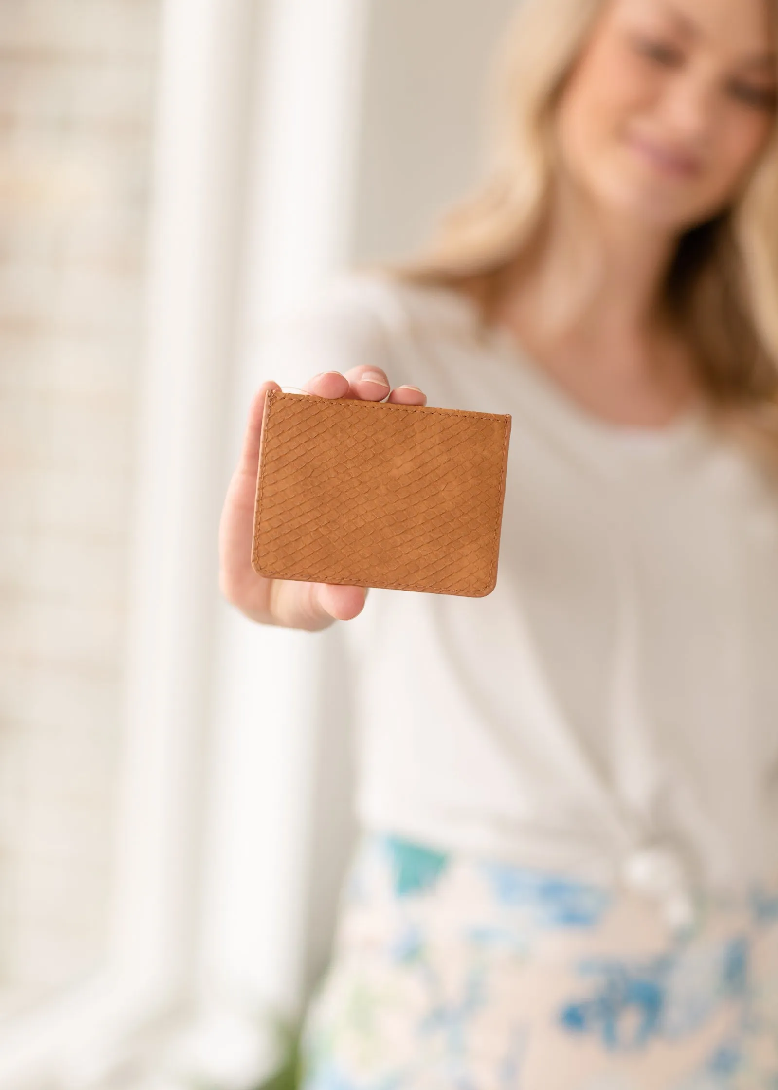 Camel Faux Leather Card Holder - FINAL SALE