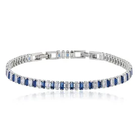 Carlton London Premium Jwlry-Silver & Blue Toned Cz Studded Rhodium-Plated Wraparound Adjustable Bracelet Fjb4176