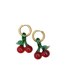 Cherries Glass Earrings