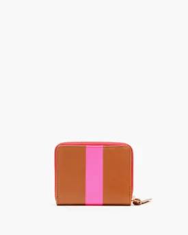Clare V. - Petit Zip Wallet in Natural Rustic w/ Neon Pink Stripe