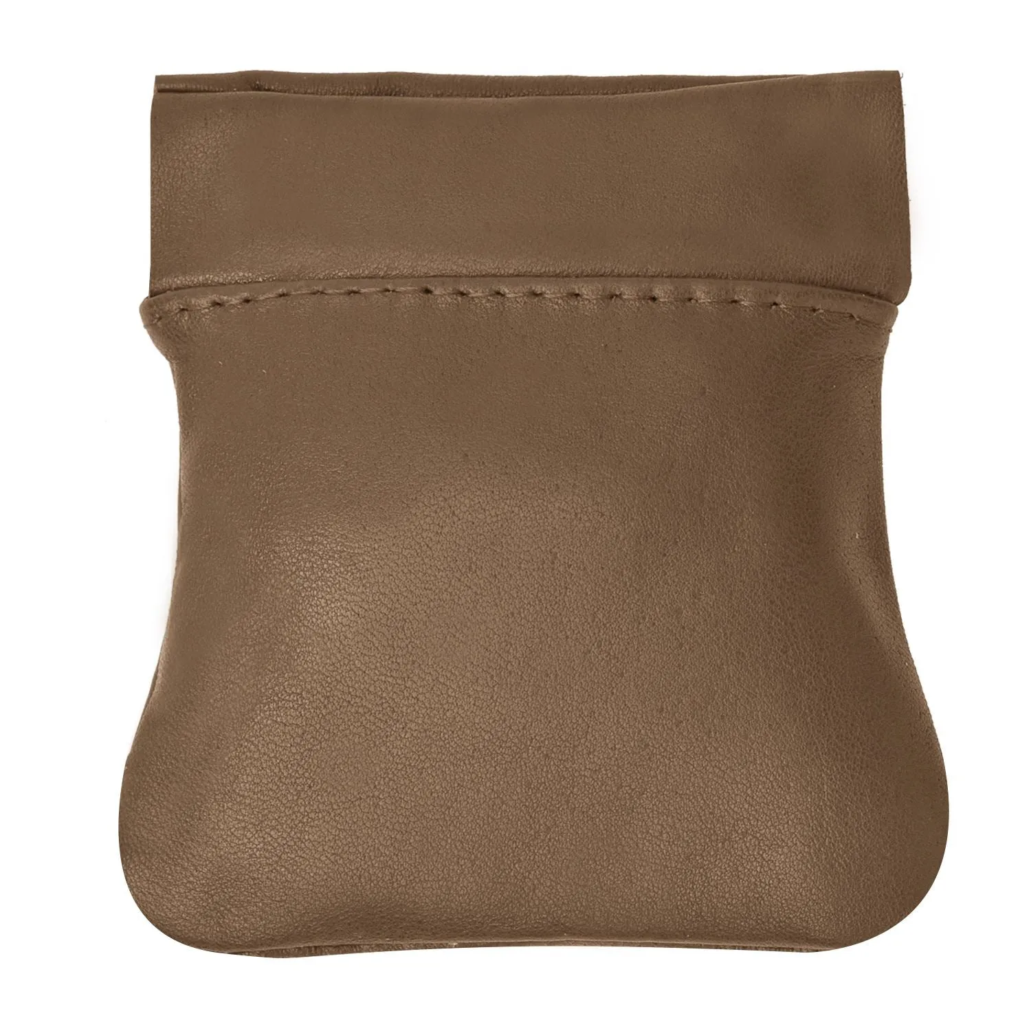 Classic Leather Squeeze Coin Pouch- Burgundy