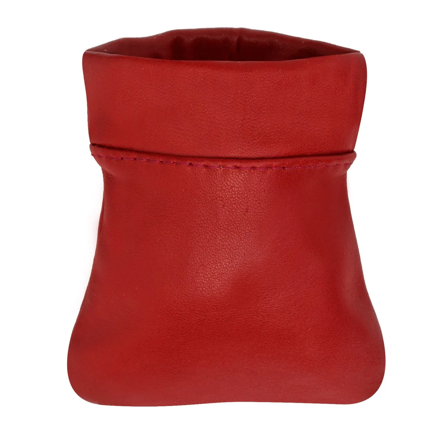 Classic Leather Squeeze Coin Pouch- Burgundy