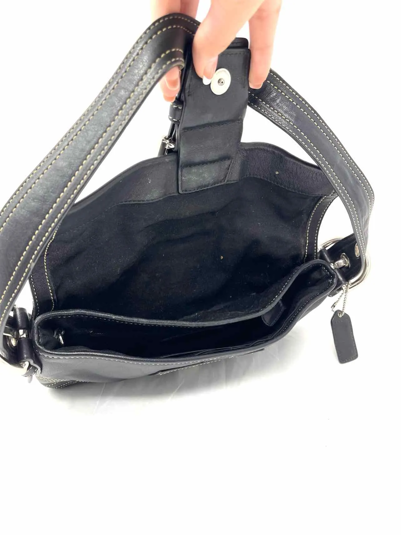 Coach Black/Silver Buckles Leather Designer Purse