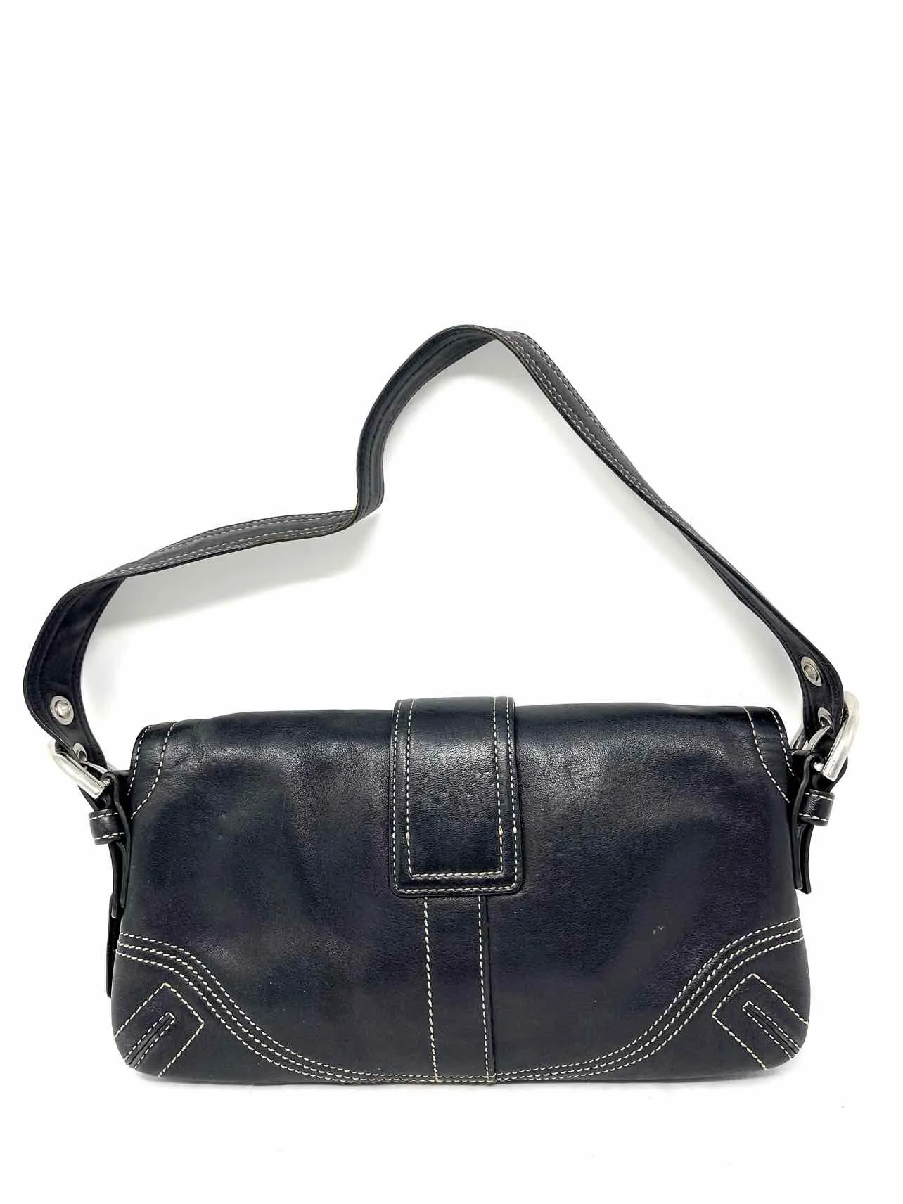 Coach Black/Silver Buckles Leather Designer Purse