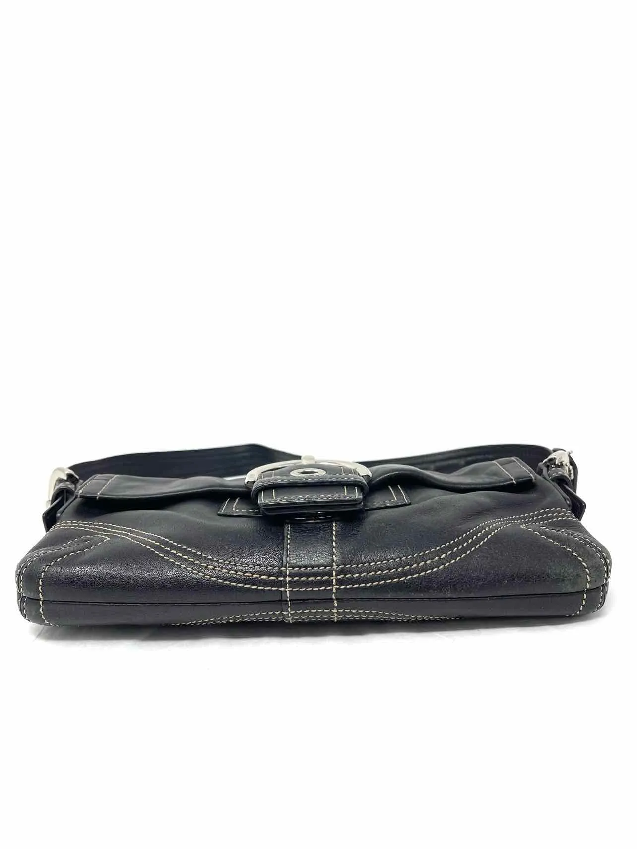 Coach Black/Silver Buckles Leather Designer Purse
