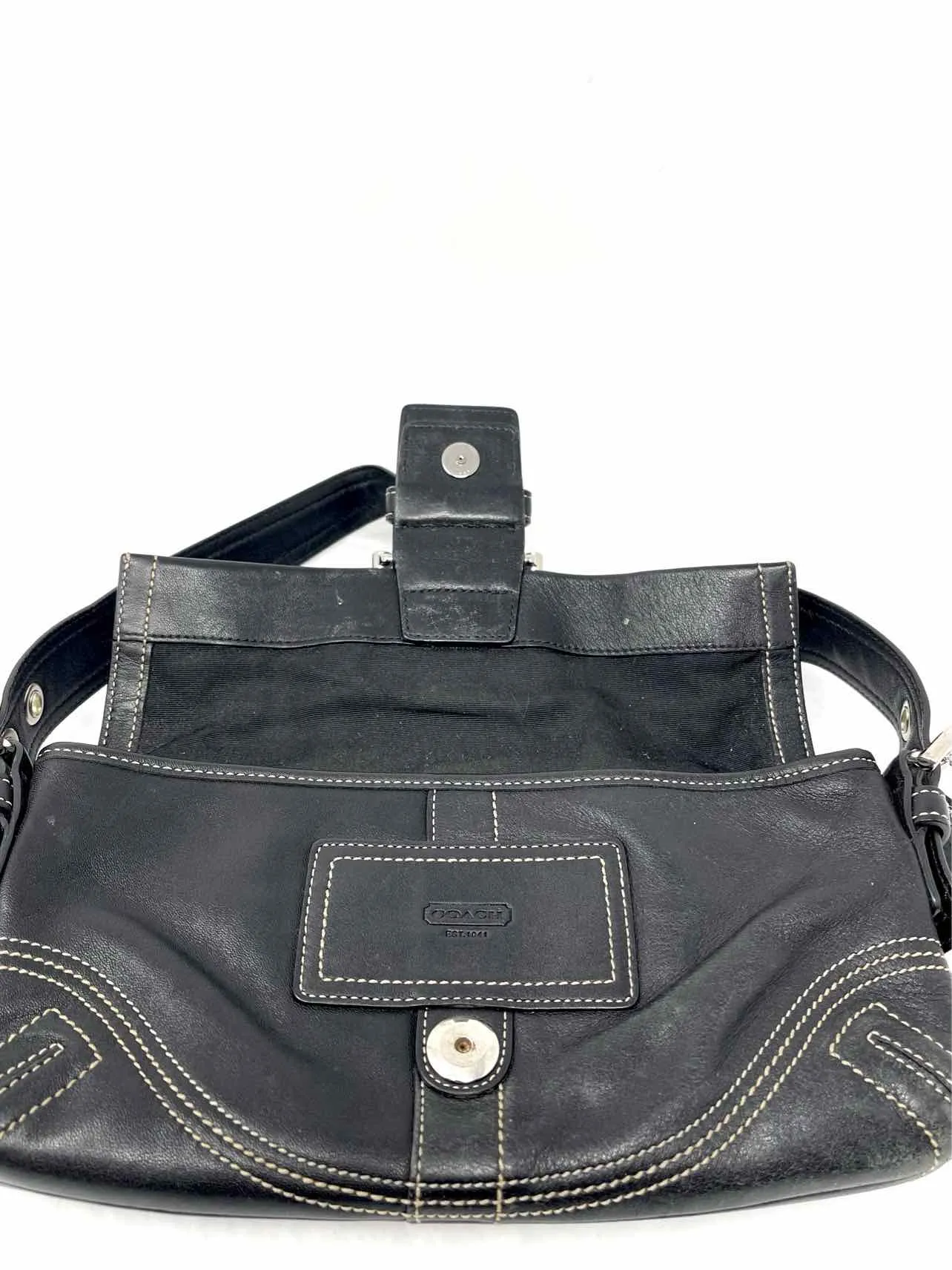Coach Black/Silver Buckles Leather Designer Purse