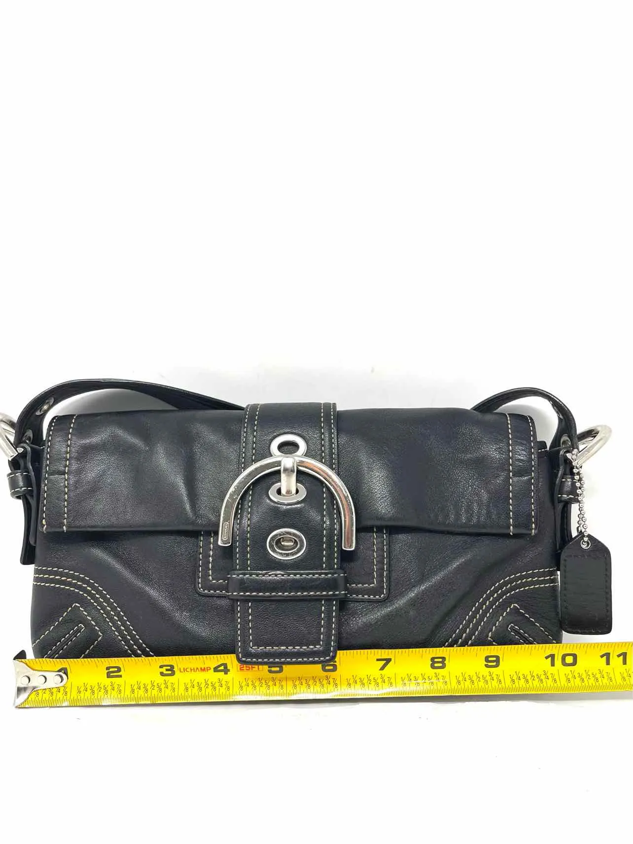 Coach Black/Silver Buckles Leather Designer Purse