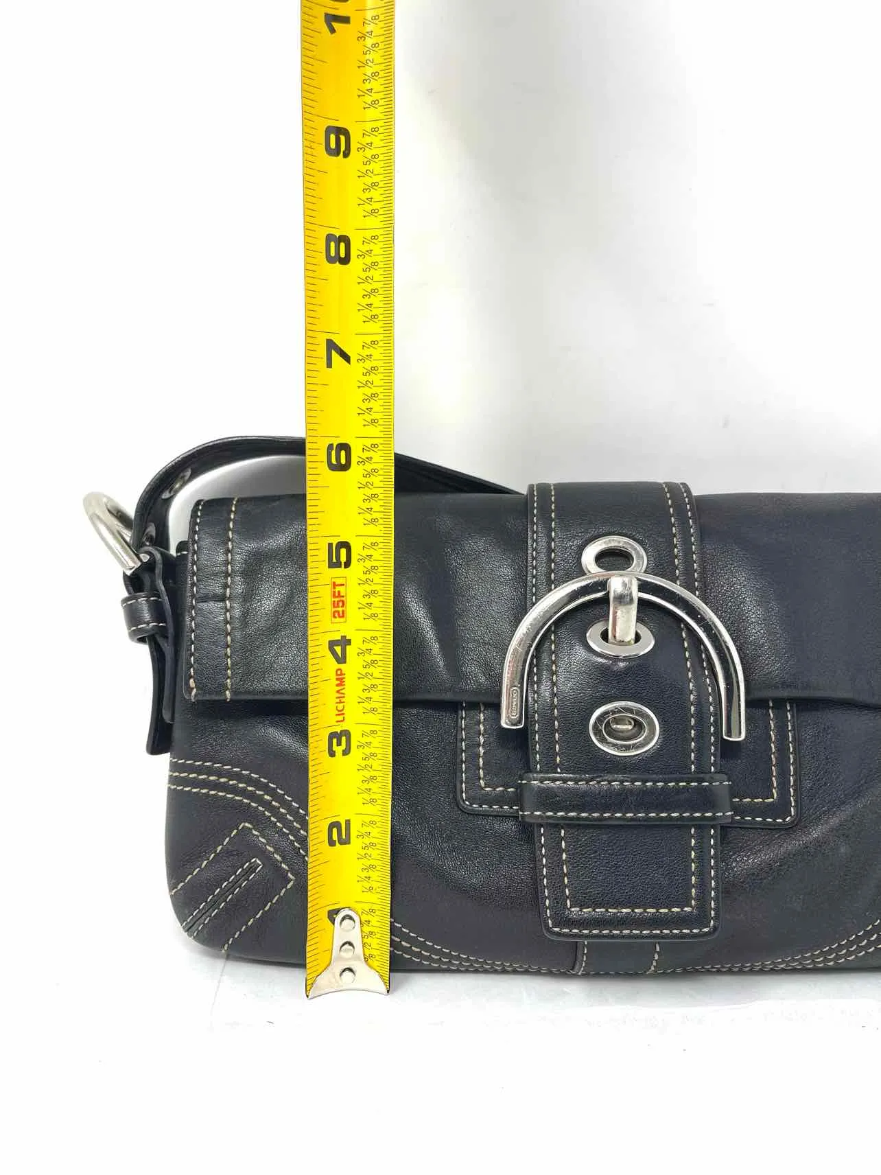 Coach Black/Silver Buckles Leather Designer Purse