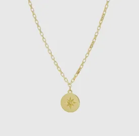 Compass Coin Charm Necklace
