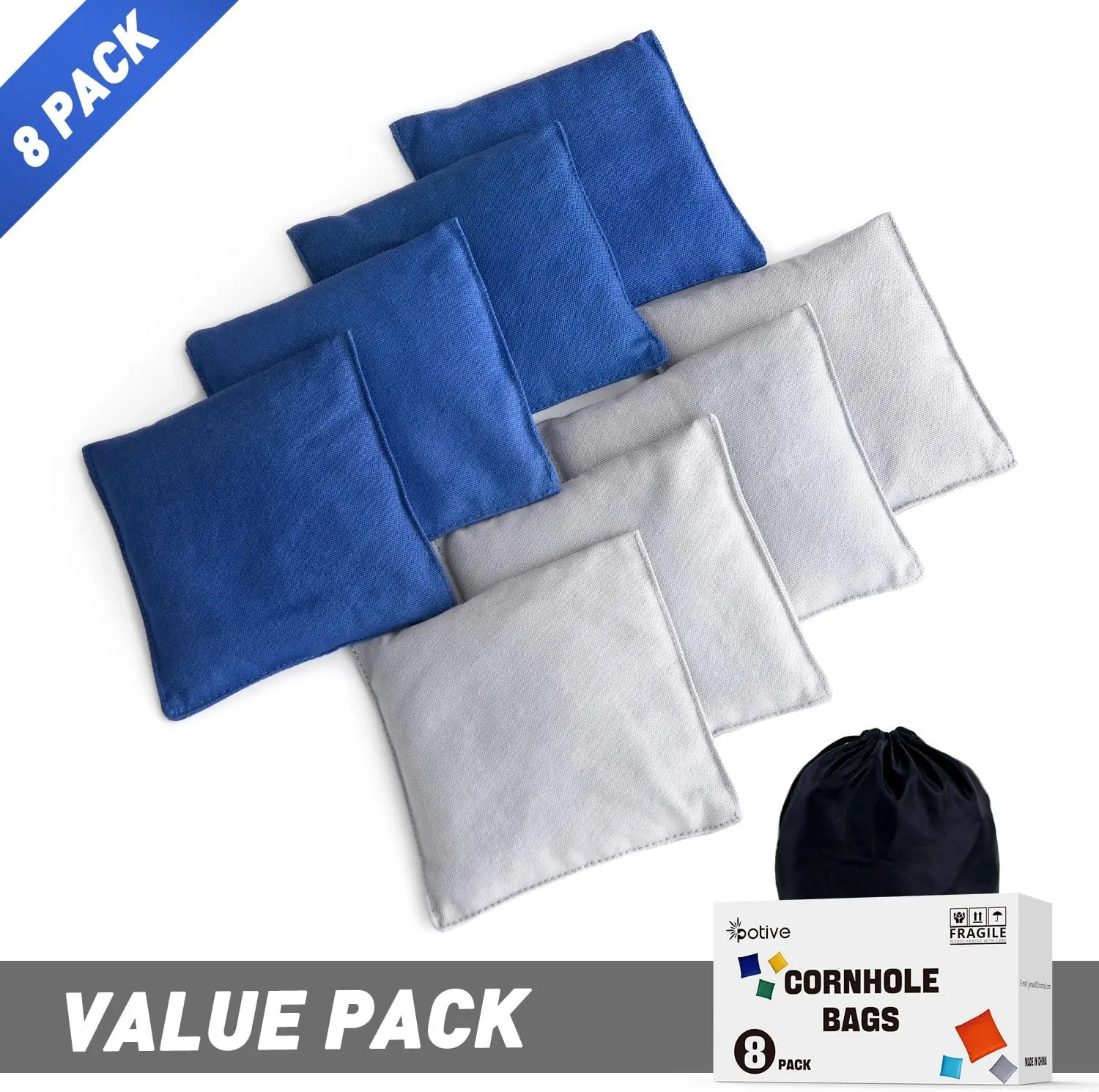 Cornhole Bags Set of 8 Regulation Corn Hole Bean Bags for Cornhole Game, Professional Weather Resistant Corn Hole Bags with Tote Bag