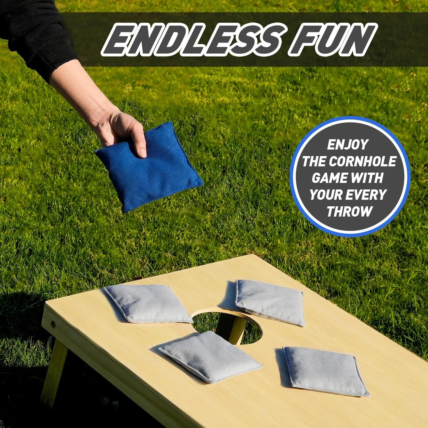 Cornhole Bags Set of 8 Regulation Corn Hole Bean Bags for Cornhole Game, Professional Weather Resistant Corn Hole Bags with Tote Bag