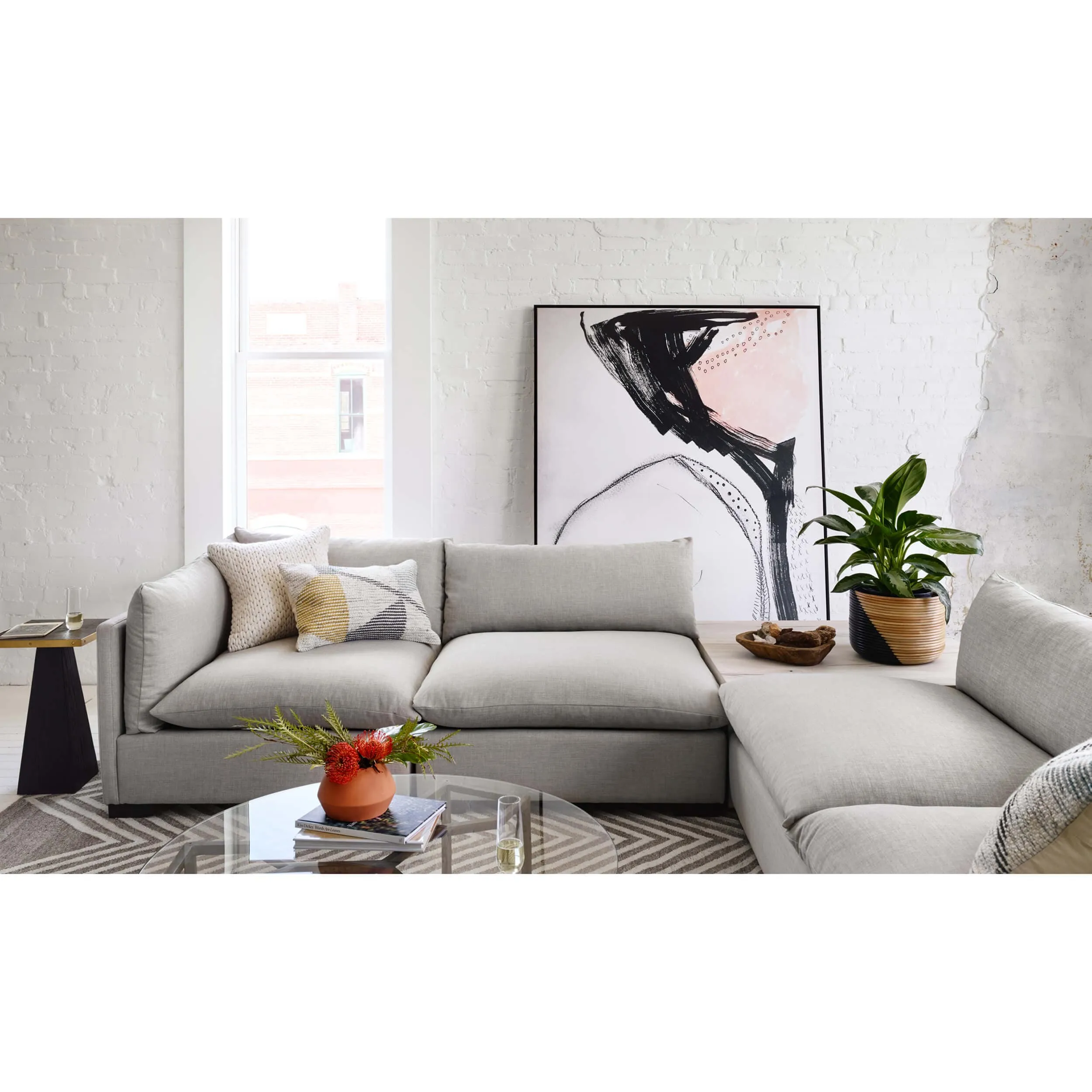 Covell Sectional Corner Tables, Bleached Yukas