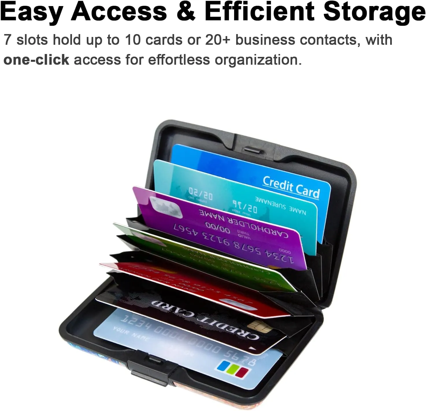 Credit Card Holder, RFID Blocking Metal Card Wallet for Women Men Slim ID Card Holders Protector Aluminum Business Hard Case (Black)