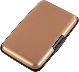 Credit Card Holder, RFID Blocking Metal Card Wallet for Women Men Slim ID Card Holders Protector Aluminum Business Hard Case (Brown)