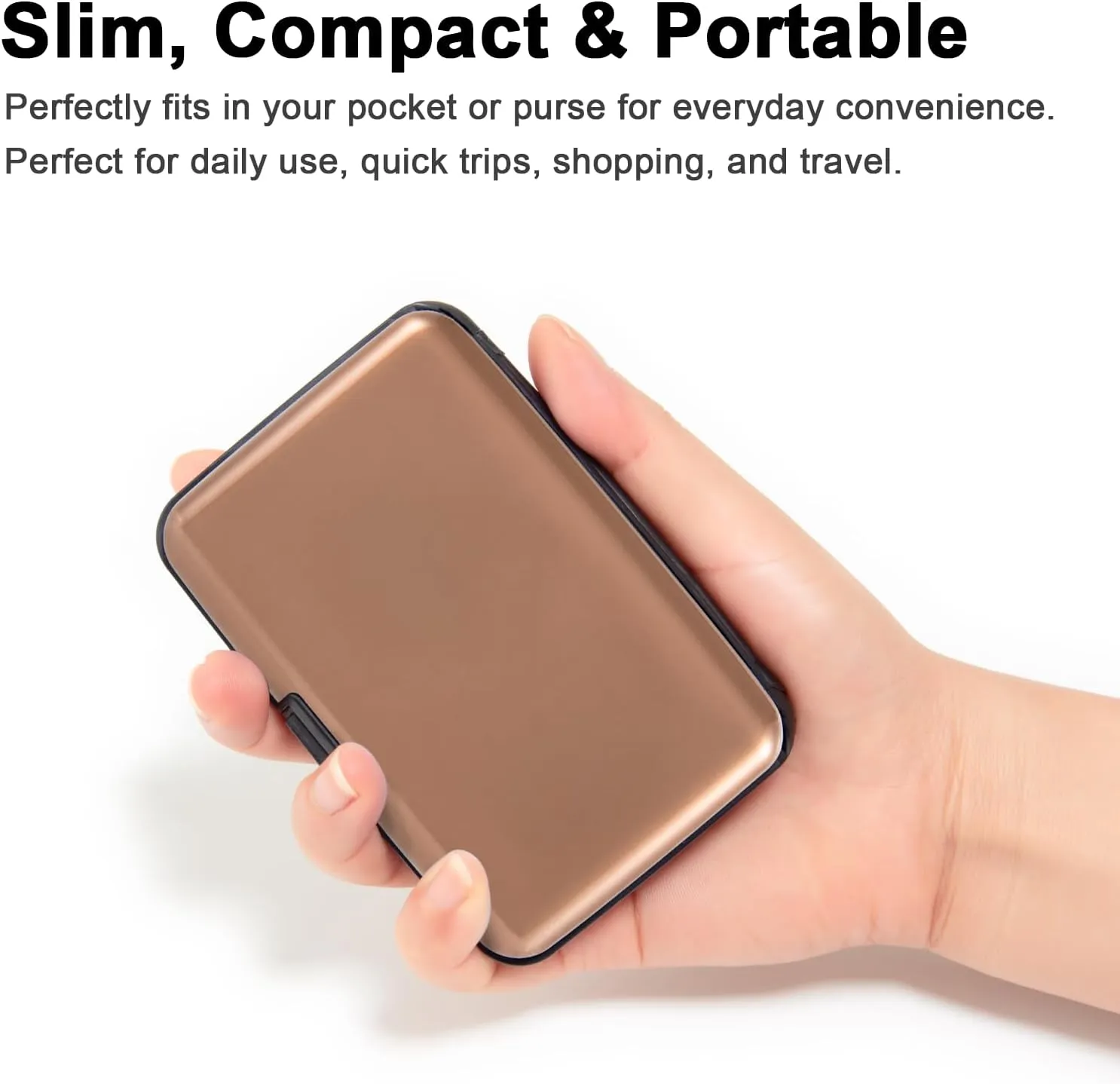 Credit Card Holder, RFID Blocking Metal Card Wallet for Women Men Slim ID Card Holders Protector Aluminum Business Hard Case (Brown)