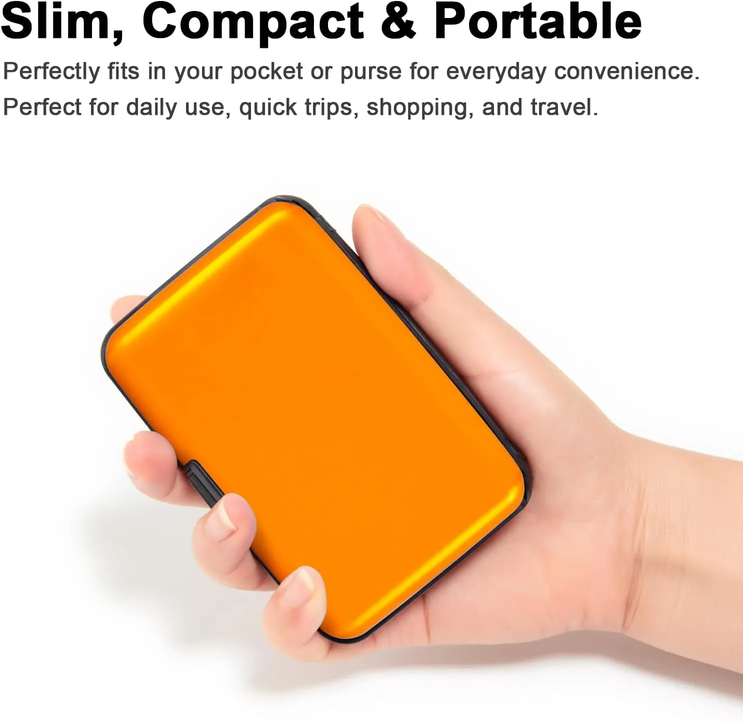 Credit Card Holder, RFID Blocking Metal Card Wallet for Women Men Slim ID Card Holders Protector Aluminum Business Hard Case (Gold)