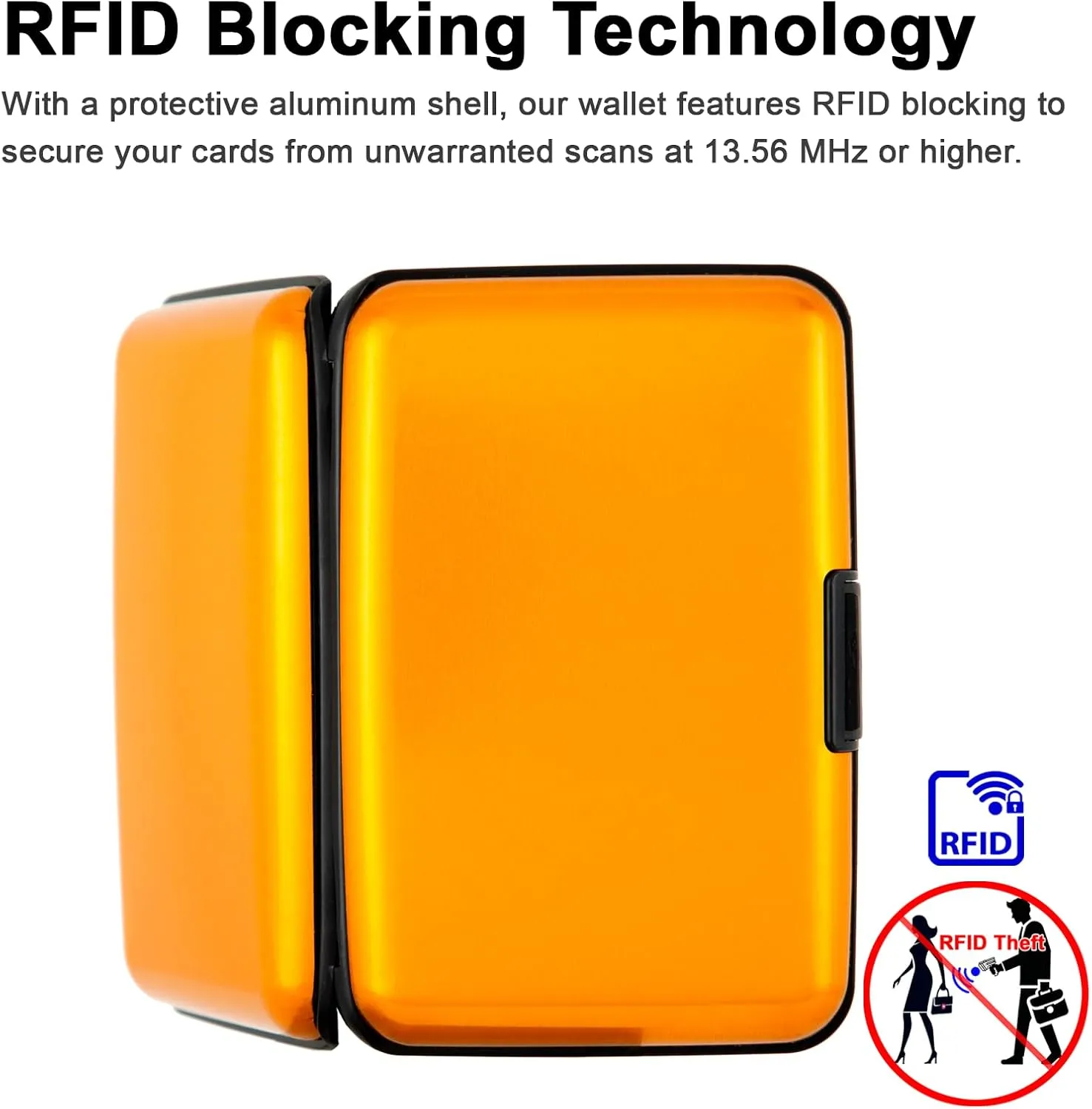 Credit Card Holder, RFID Blocking Metal Card Wallet for Women Men Slim ID Card Holders Protector Aluminum Business Hard Case (Gold)